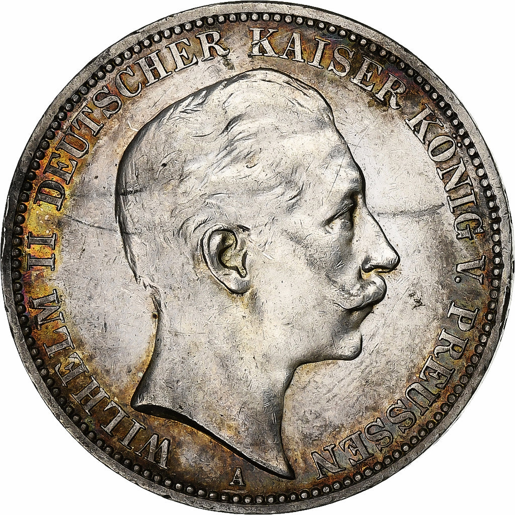 German States, PRUSSIA, Wilhelm II, 3 Mark, 1909, Berlin, Silver, AU(50-53)