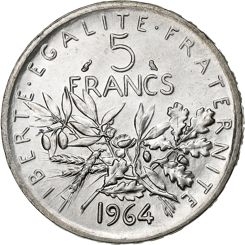 France, Semeuse, 5 Francs, 1964, MS(63), Silver, KM:926, Gadoury:770