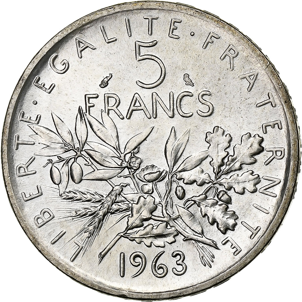 Moneta, Francia, Semeuse, 5 Francs, 1963, Paris, SPL, Argento, KM:926