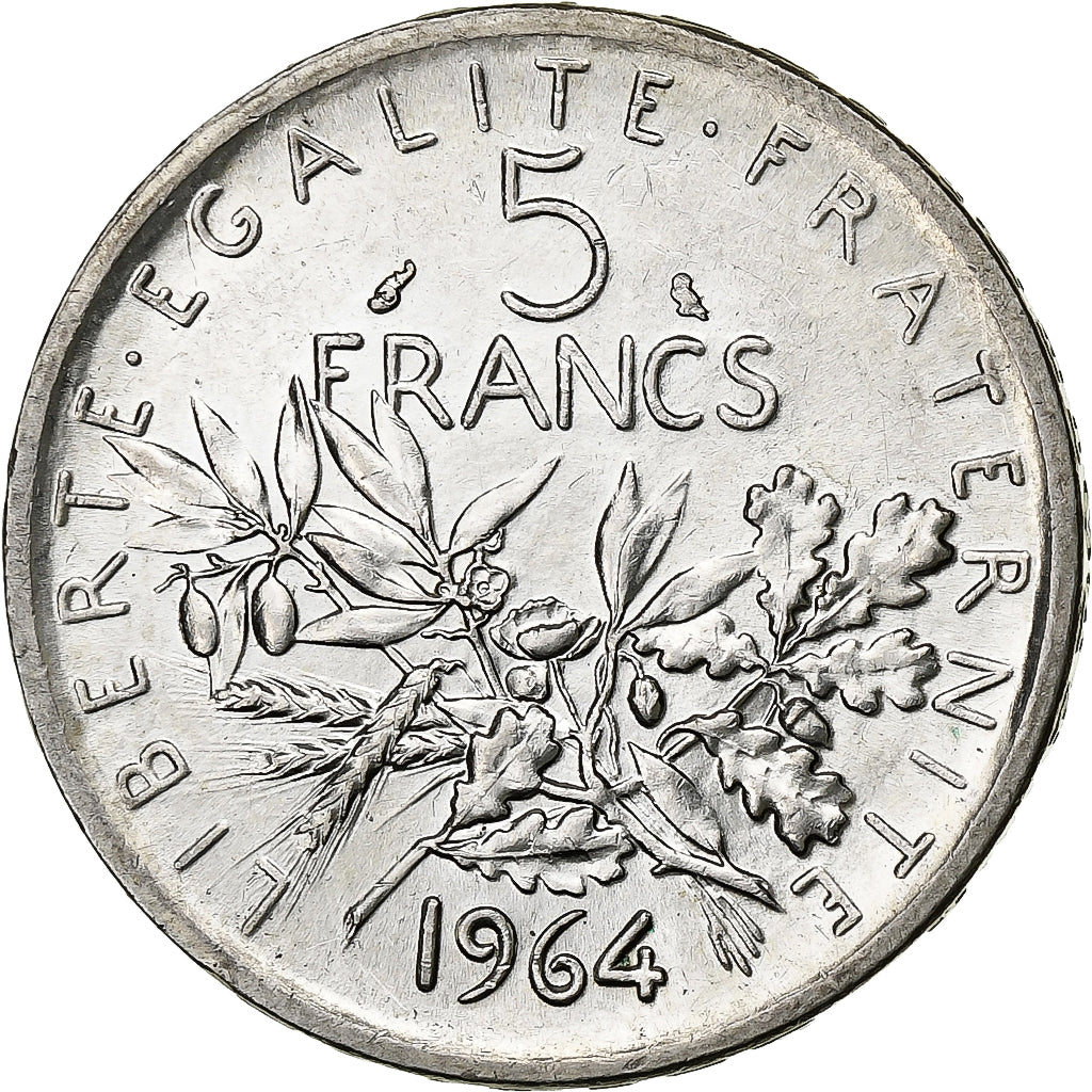 France, Semeuse, 5 Francs, 1964, MS(63), Silver, KM:926, Gadoury:770