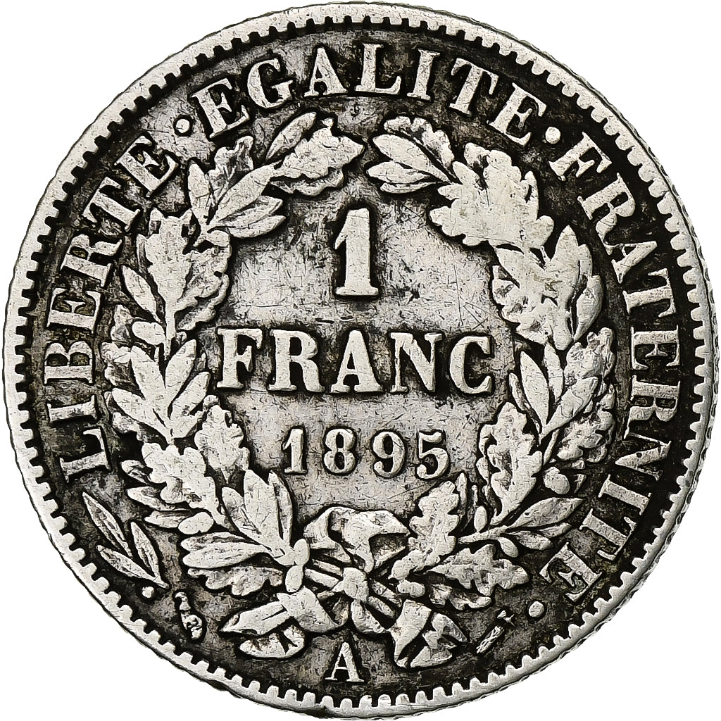 France, Cérès, Franc, 1895, Paris, VF(30-35), Silver, KM:822.1, Gadoury:465a