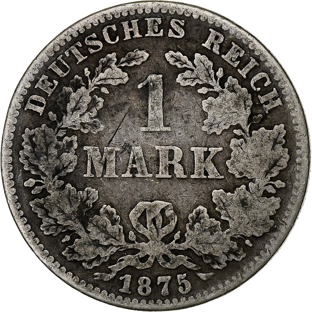 GERMANY - EMPIRE, Wilhelm I, Mark, 1875, Hambourg, Silber, S+, KM:7