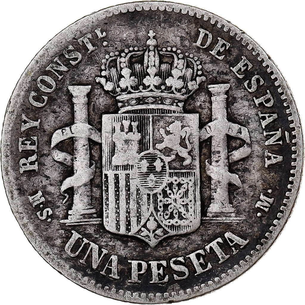 Spagna, Alfonso XII, Peseta, 1885, Madrid, Argento, MB, KM:686