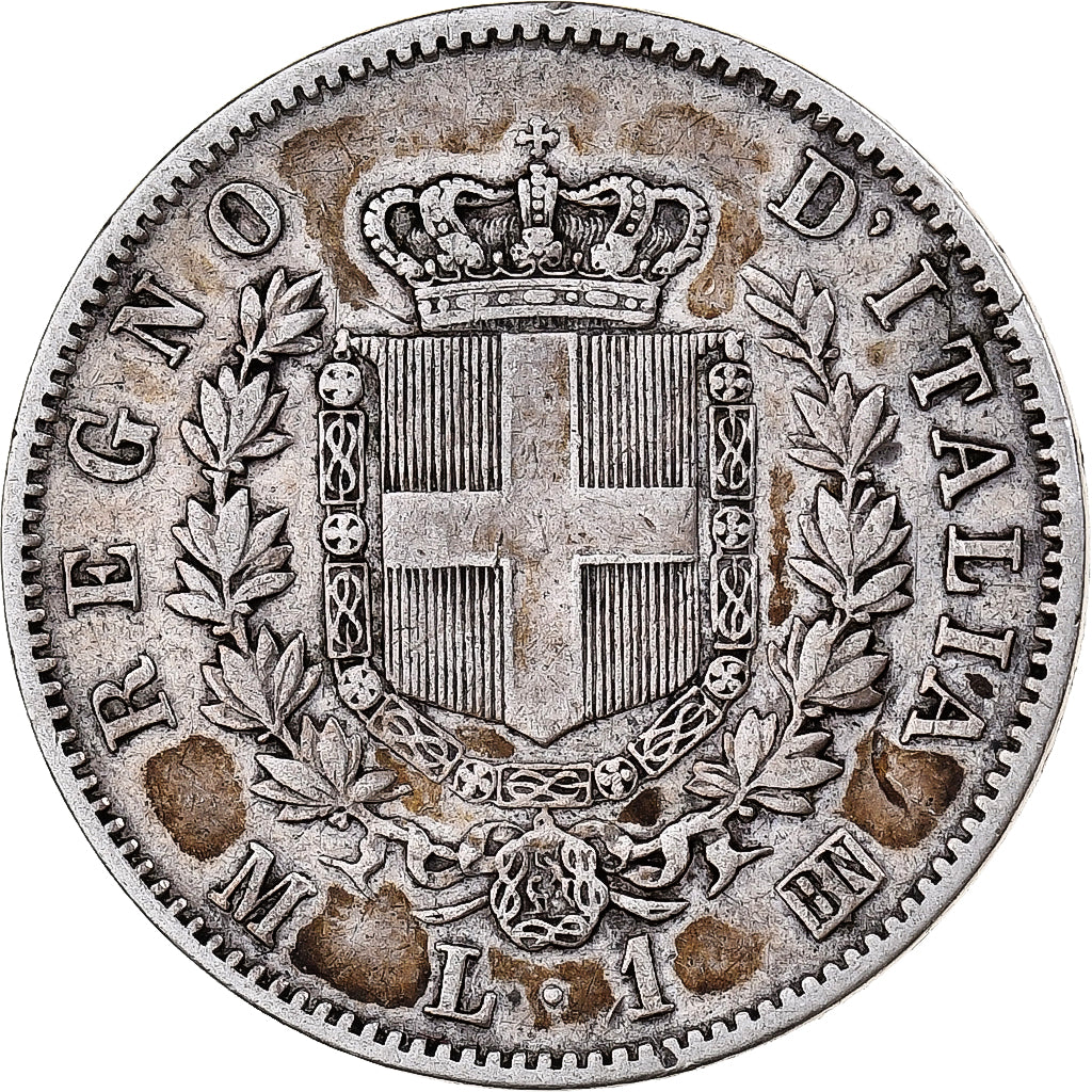 Włochy, Vittorio Emanuele II, Lira, 1863, Milan, Srebro, VF(30-35), KM:5a.2