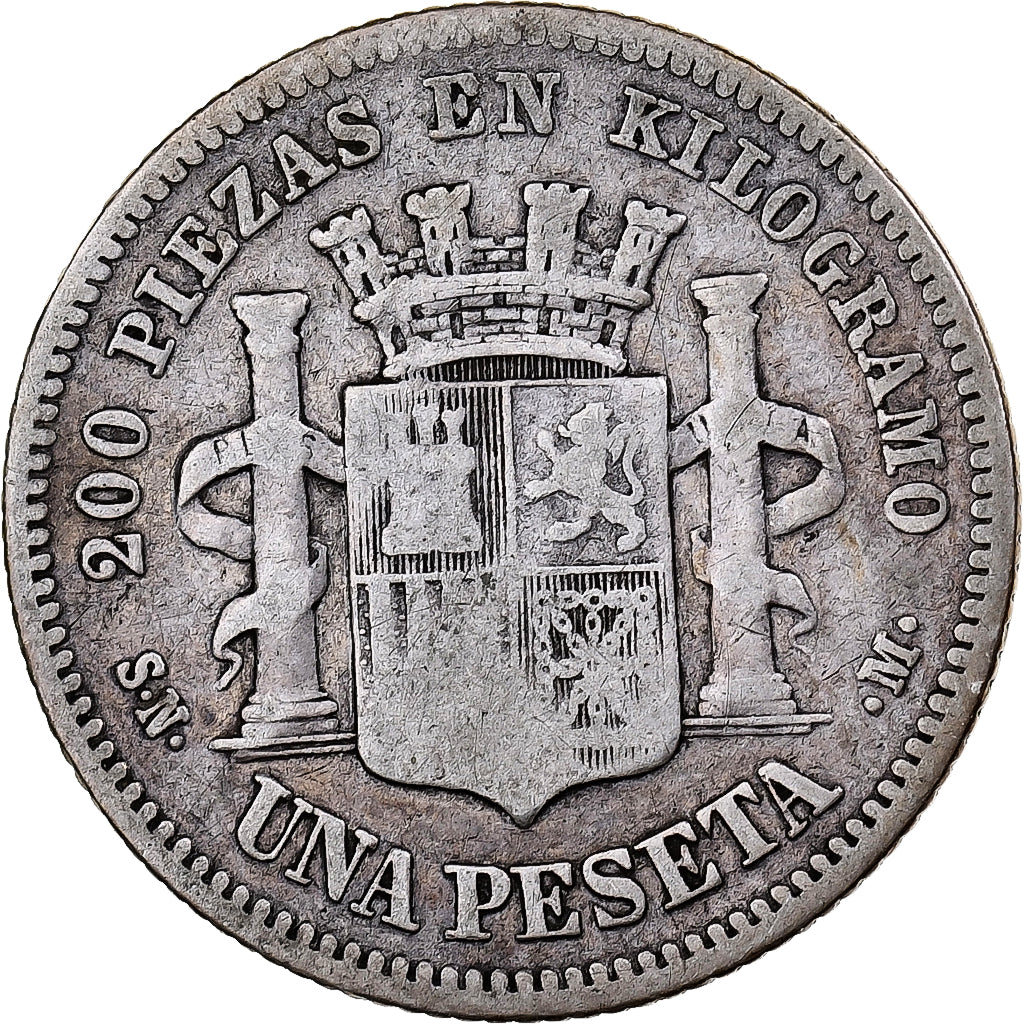 Moneta, Spagna, Provisional Government, Peseta, 1869, Madrid, B+, Argento
