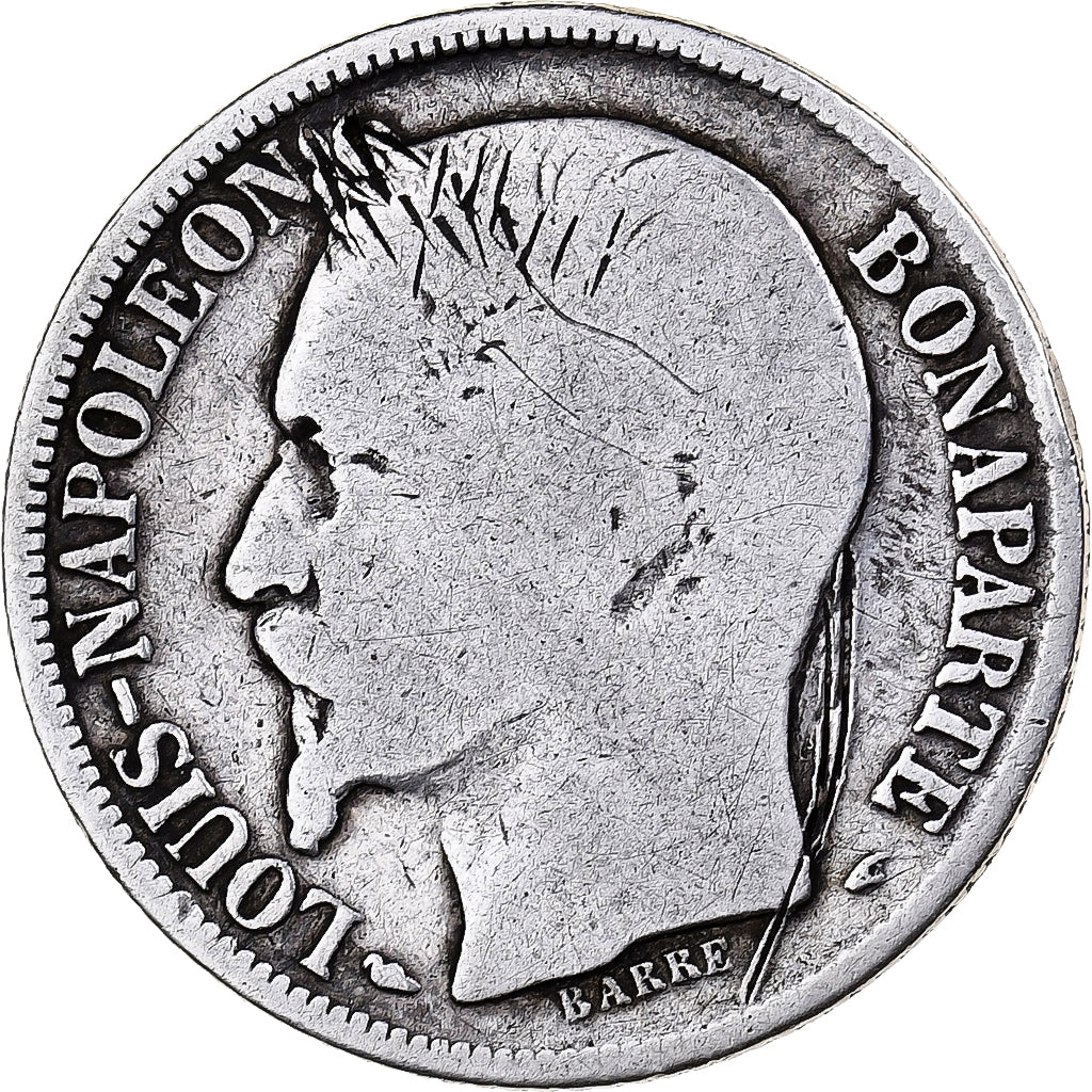 France, Napoleon III, Napoléon III, Franc, 1852, Paris, F(12-15), Silver