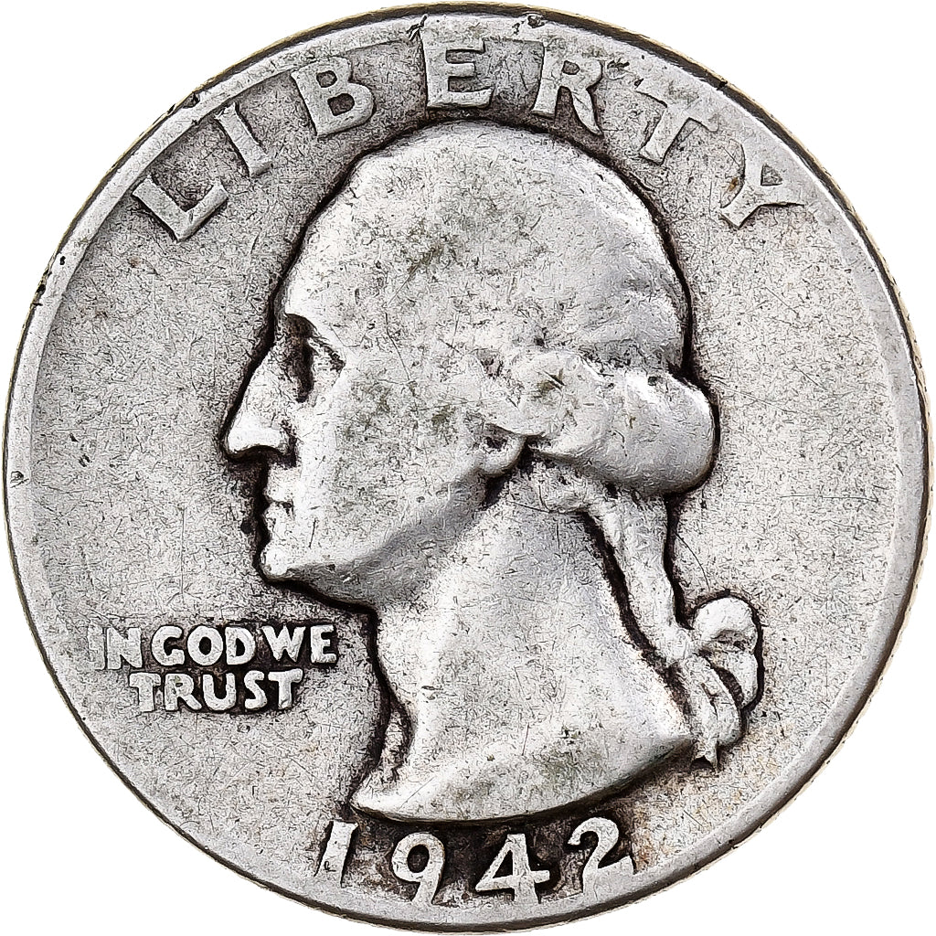 United States, Washington Quarter, 1942, Philadelphia, KM:164, TB
