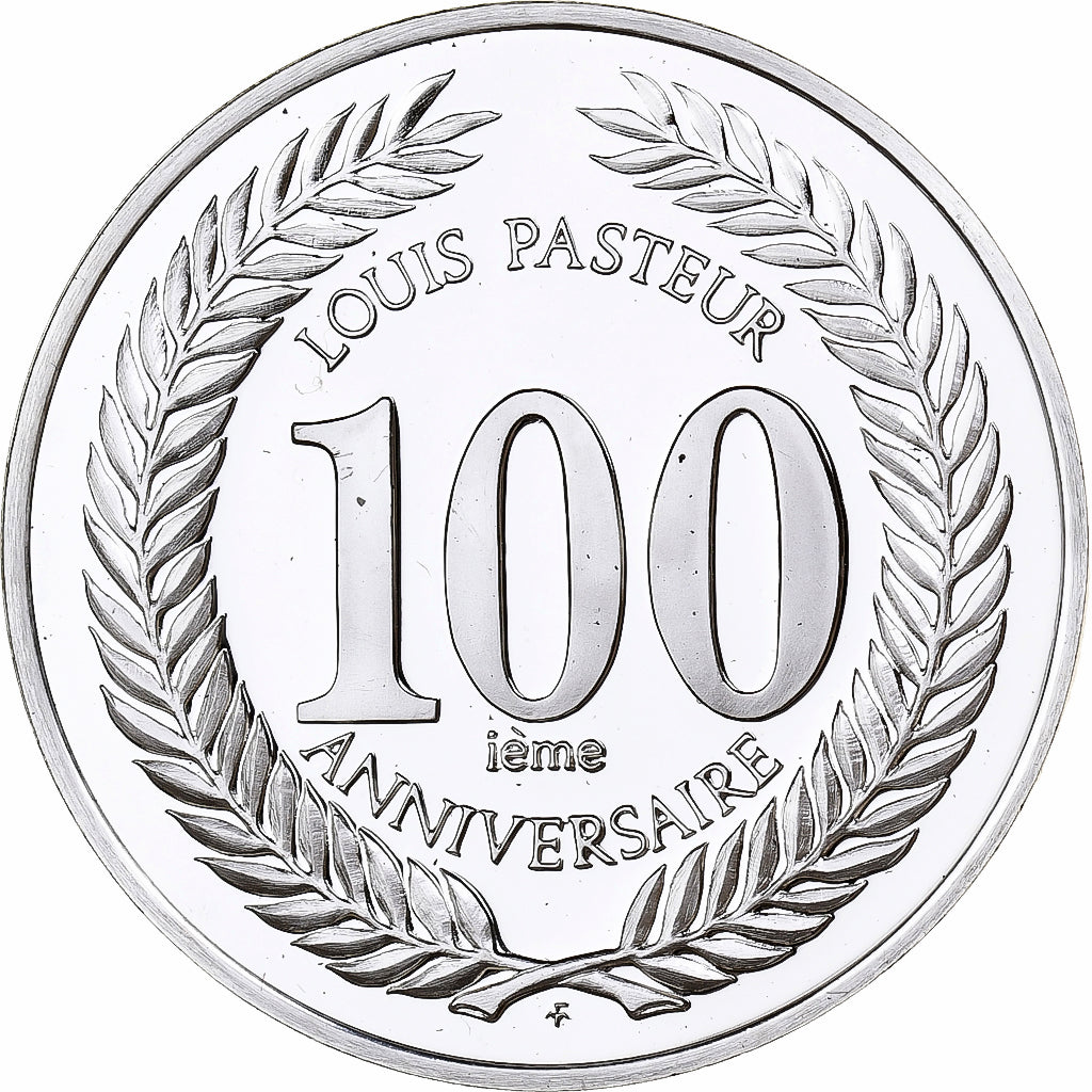 Francia, medalla, Louis Pasteur (1822-1895), 100ème Anniversaire, FDC, Plata