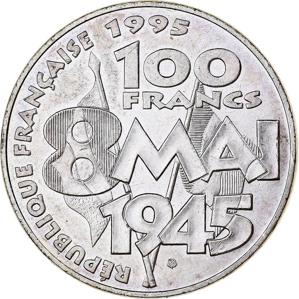 France, 100 Francs, 8 mai 1945, 1995, Paris, Silver, AU(50-53), Gadoury:952