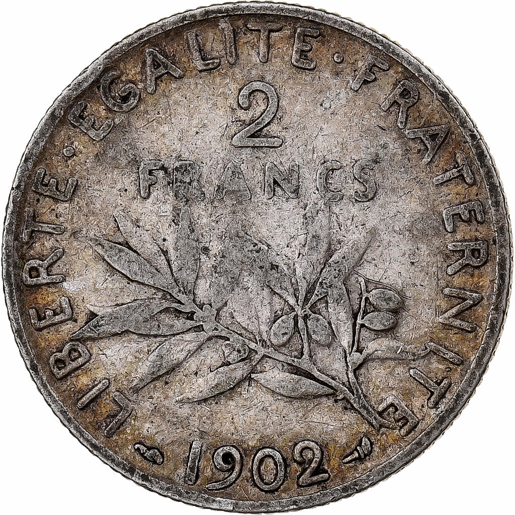 Moneta, Francia, Semeuse, 2 Francs, 1902, MB+, Argento, Gadoury:532