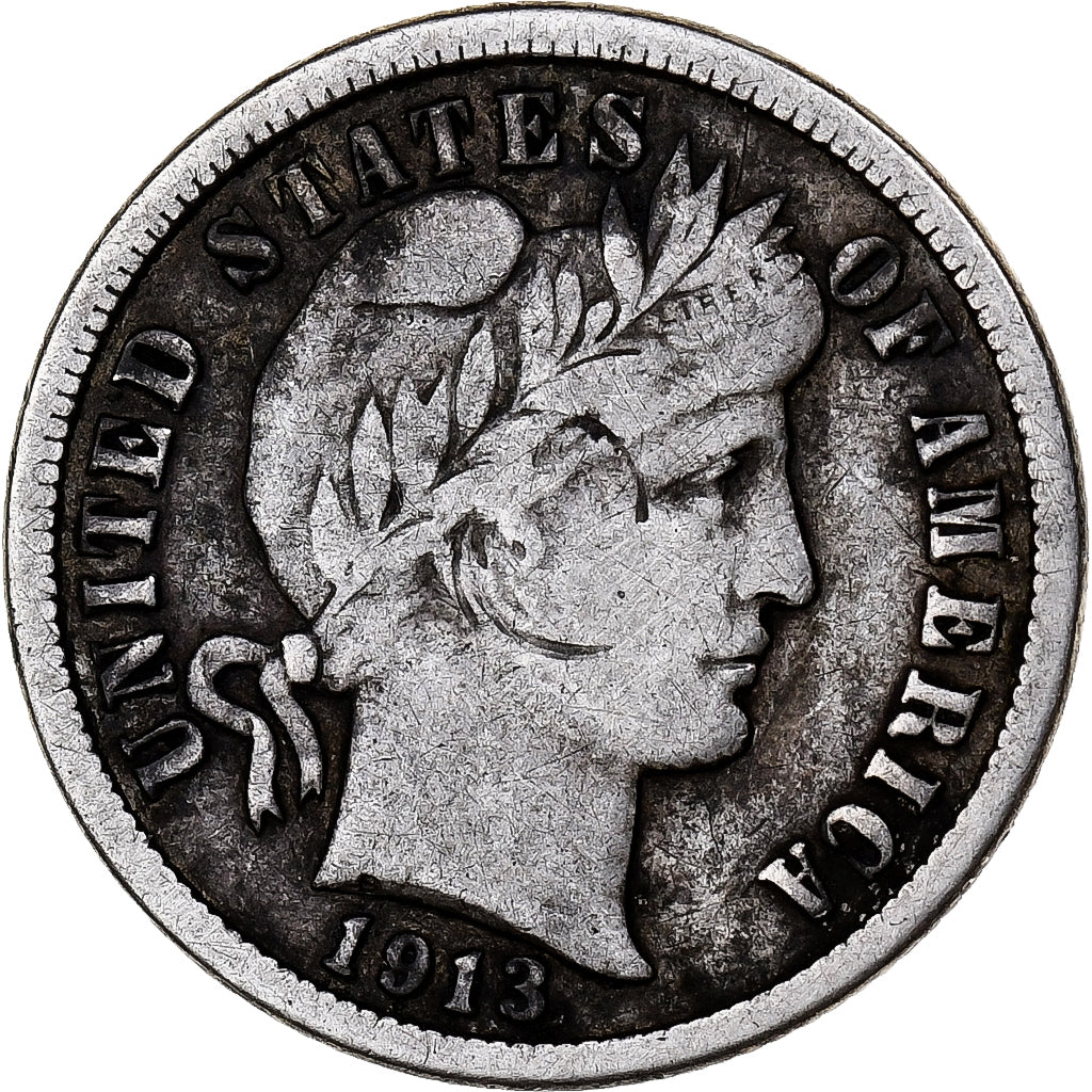 Stati Uniti, Barber Dime, Dime, 1913, U.S. Mint, Philadelphia, MB+, Argento,...