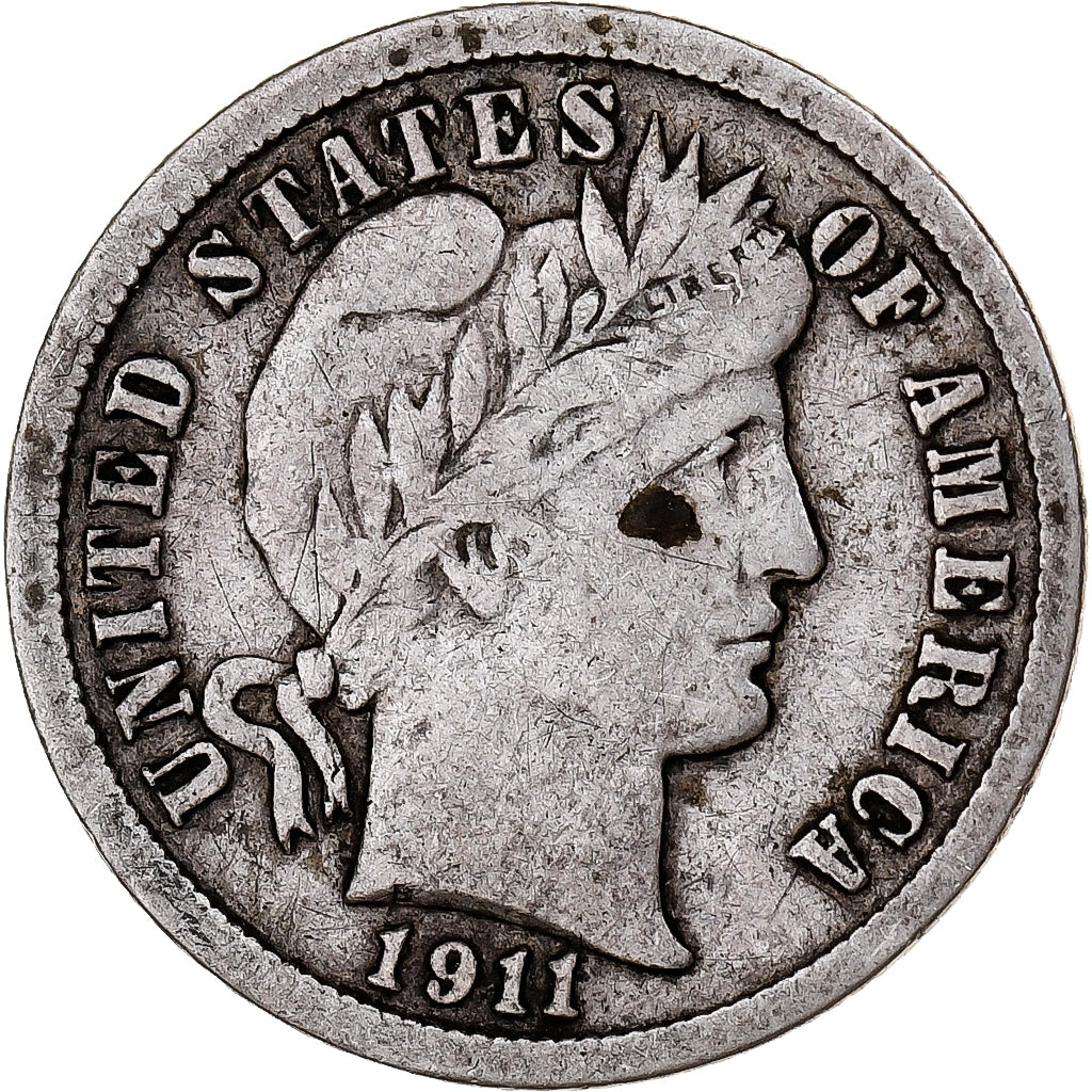 Stati Uniti, Barber Dime, Dime, 1911, U.S. Mint, Philadelphia, MB+, Argento,...
