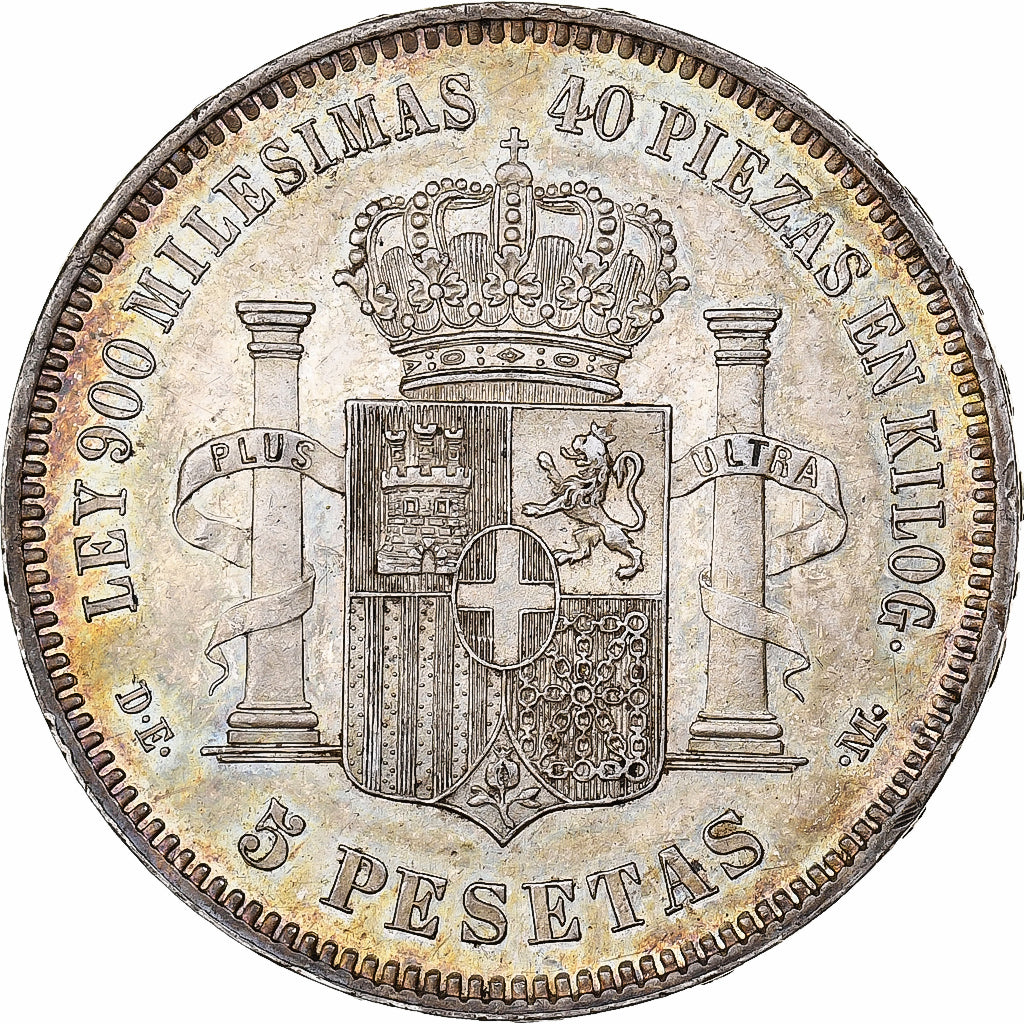 Spain, Amadeao I, 5 Pesetas, 1871, Madrid, Silver, AU(55-58), KM:666