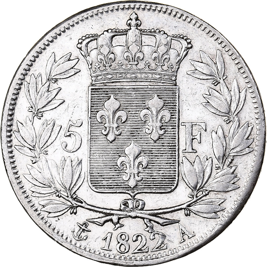 Münze, Frankreich, Louis XVIII, Louis XVIII, 5 Francs, 1822, Rouen, S+, Silber