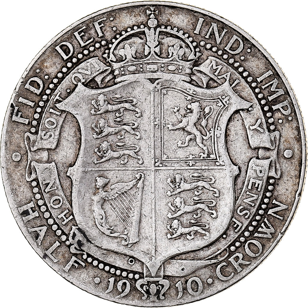 Gran Bretagna, Edward VII, 1/2 Crown, 1910, MB+, Argento, KM:802