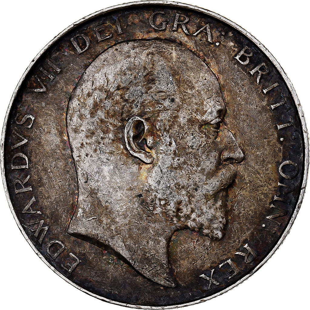 Great Britain, Edward VII, 1/2 Crown, 1907, Silver, EF(40-45), KM:802