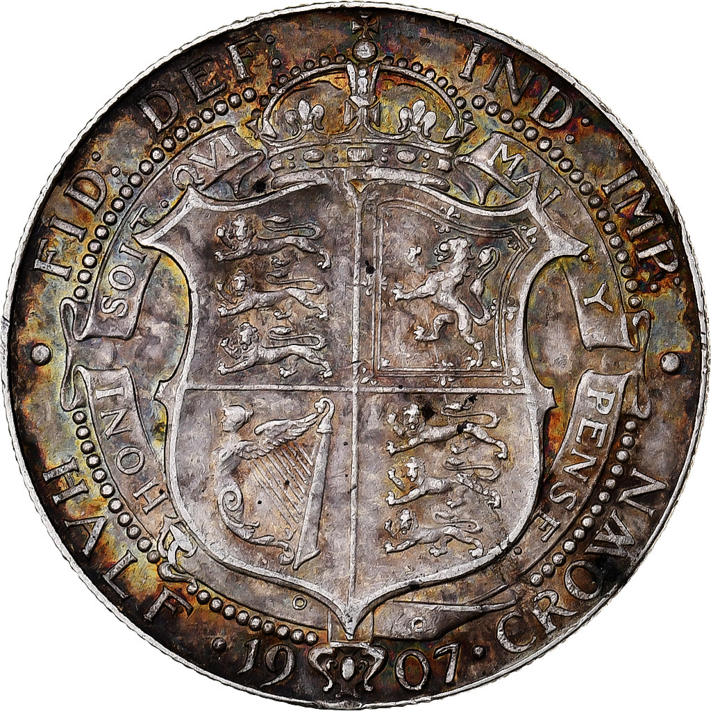 Great Britain, Edward VII, 1/2 Crown, 1907, Silver, EF(40-45), KM:802