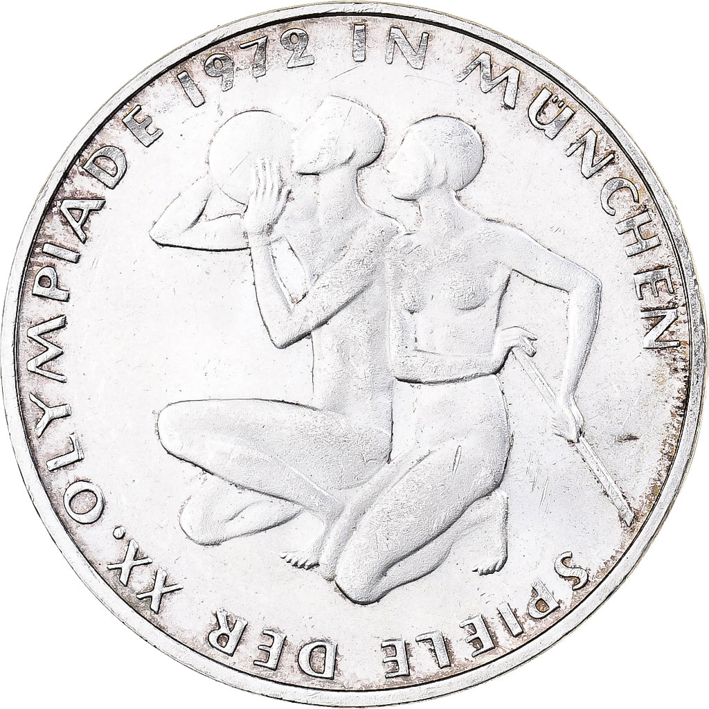 ALEMANIA - REPÚBLICA FEDERAL, 10 Mark, 1972, Karlsruhe, Plata, MBC+, KM:132