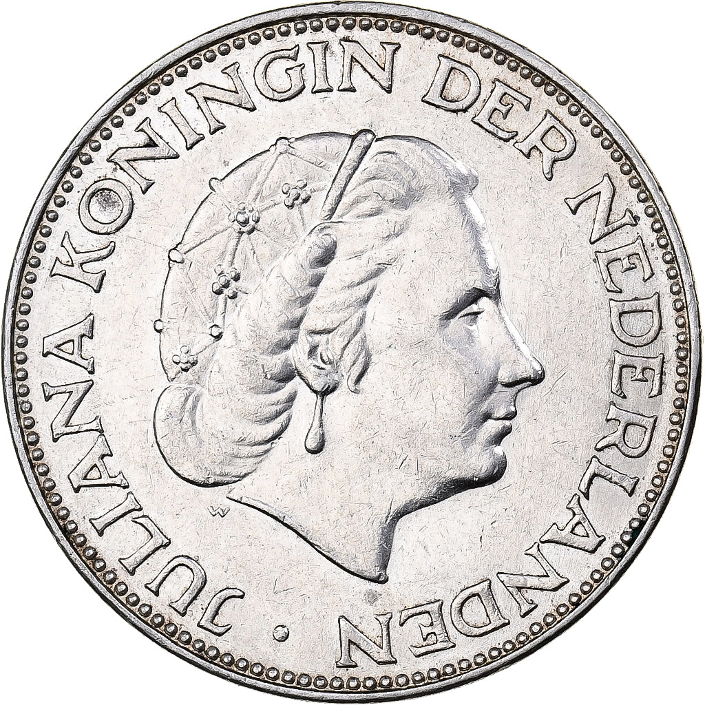Moneta, Holandia, Juliana, 2-1/2 Gulden, 1961, EF(40-45), Srebro, KM:185