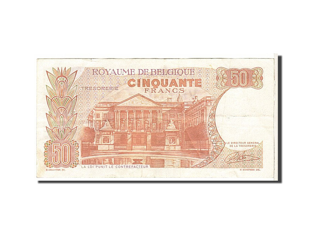 Banknot, Belgia, 50 Francs, 1966, KM:139, EF(40-45)