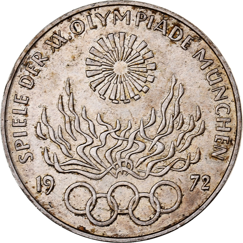 ALEMANHA - REPÚBLICA FEDERAL, 10 Mark, 1972, Munich, Prata, AU(50-53), KM:135