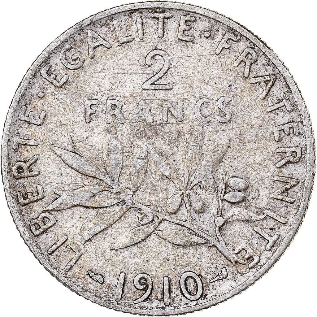 Francia, 2 Francs, Semeuse, 1910, Paris, Argento, MB+, Gadoury:532, KM:845.1