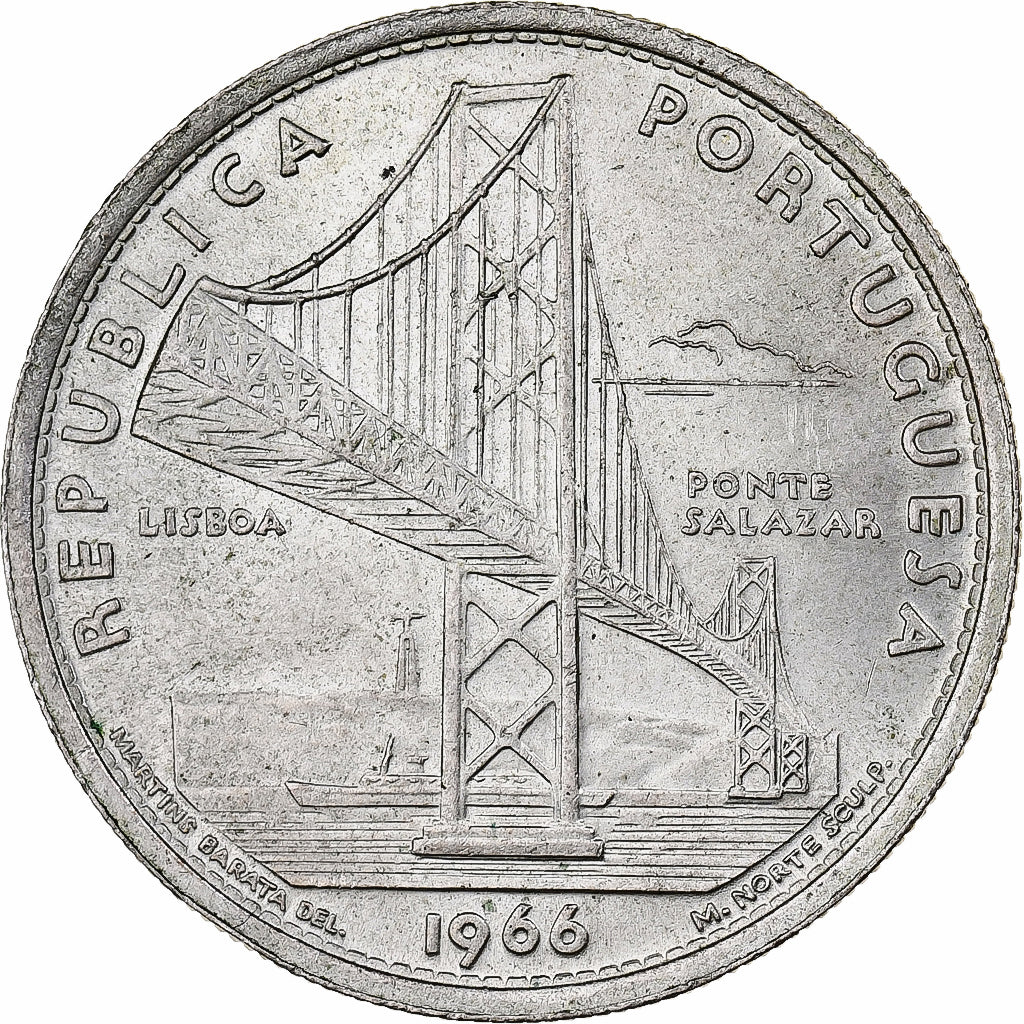 Portugal, 20 Escudos, 1966, Lisbon, Silber, SS+, KM:592