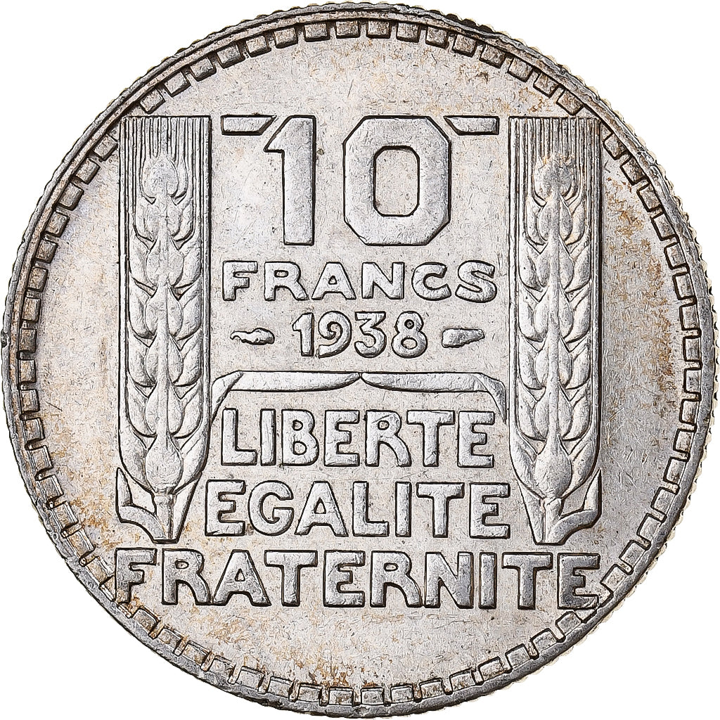 Munten, Frankrijk, Turin, 10 Francs, 1938, Paris, PR, Zilver, KM:878