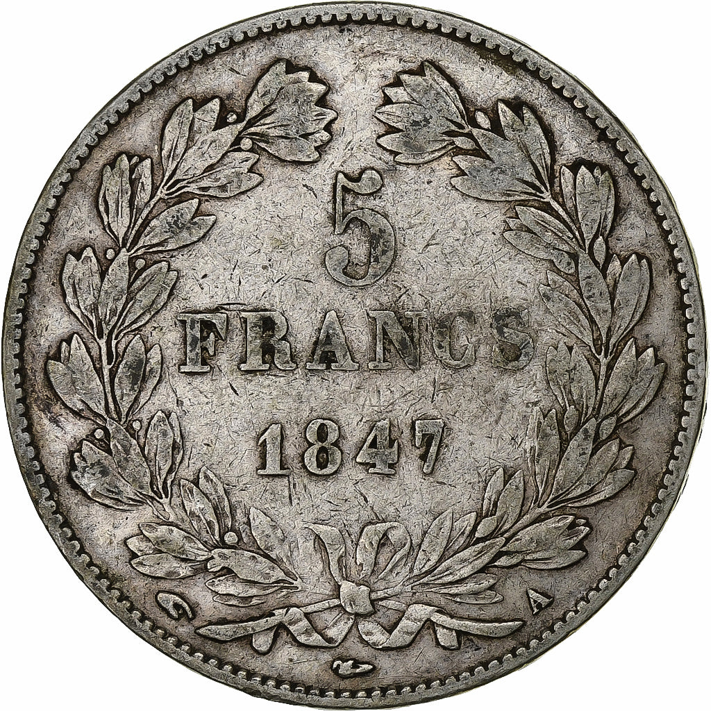 Coin, France, Louis-Philippe, 5 Francs, 1847, Paris, VF(30-35), Silver