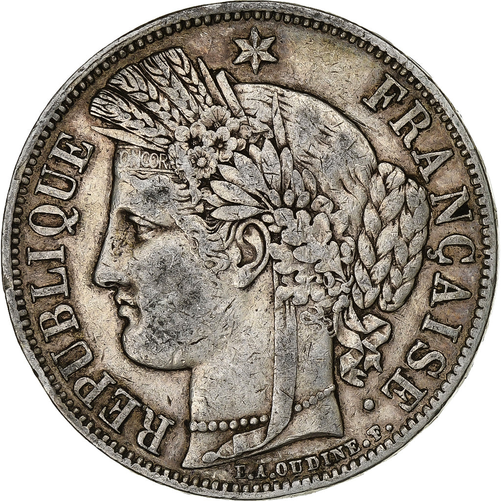 France, 5 Francs, Cérès, 1851, Paris, Argent, TB+, KM:761.1