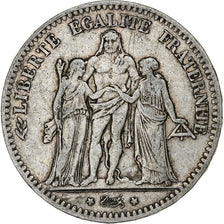 France, 5 Francs, Hercule, 1877, Bordeaux, Argent, TB+, Gadoury:745a, KM:820.1