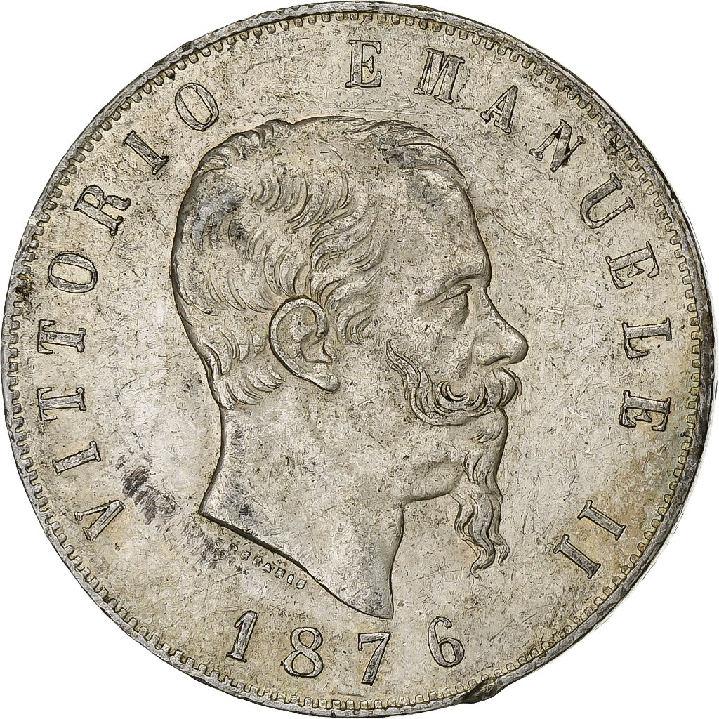 Italia, Vittorio Emanuele II, 5 Lire, 1876, Rome, BB, Argento, KM:8.4