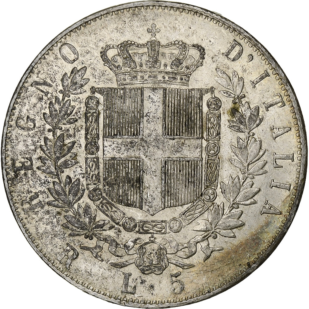 Italia, Vittorio Emanuele II, 5 Lire, 1876, Rome, BB, Argento, KM:8.4