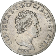 Monnaie, États italiens, SARDINIA, Carlo Felice, 5 Lire, 1827, Genoa, TTB