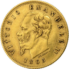 Munten, Italië, Vittorio Emanuele II, 5 Lire, 1865, Torino, ZF, Goud, KM:17