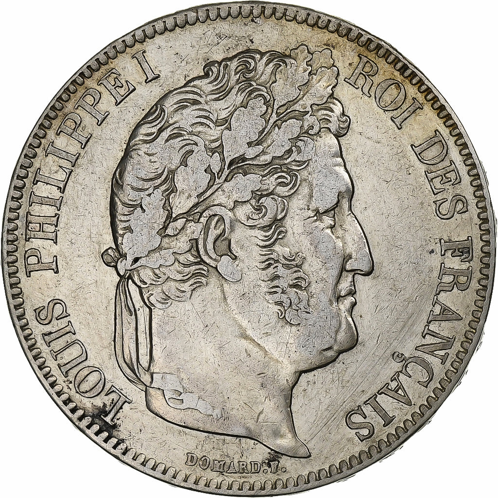 Moneda, Francia, Louis-Philippe, 5 Francs, 1834, Nantes, BC+, Plata, KM:749.12