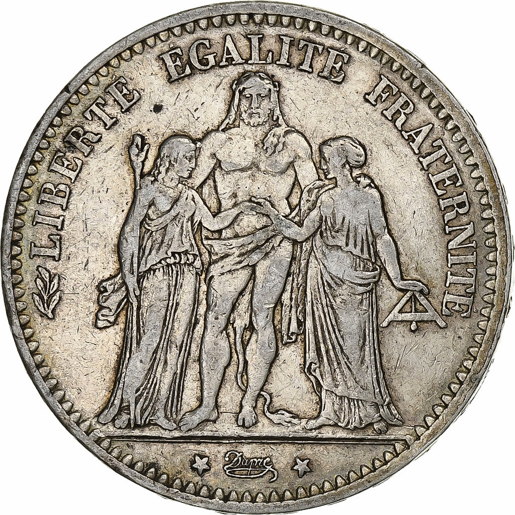 FRANCE, Hercule, 5 Francs, 1874, Paris, KM #820.1, AU(50-53), Silver, Gadoury...