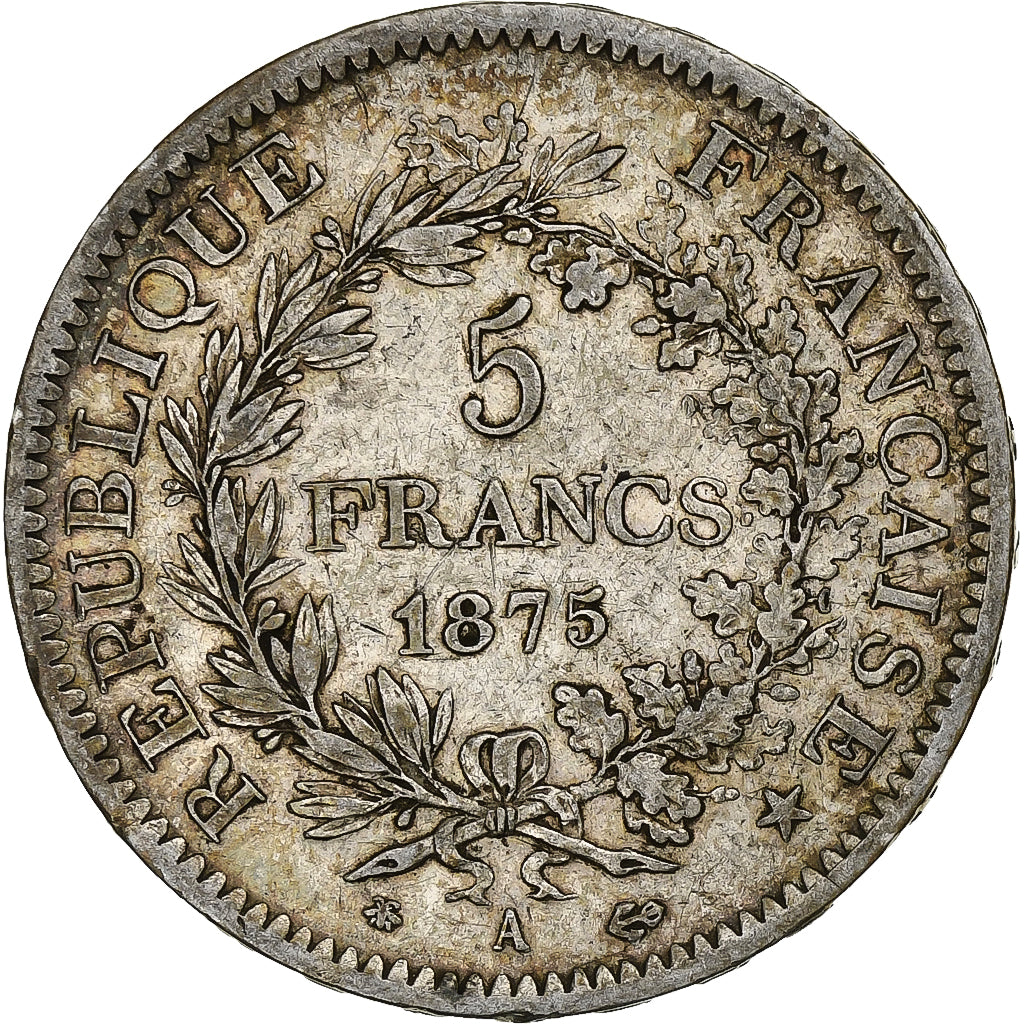 Francia, Hercule, 5 Francs, 1875, Paris, MB+, Argento, KM:820.1, Gadoury:745a