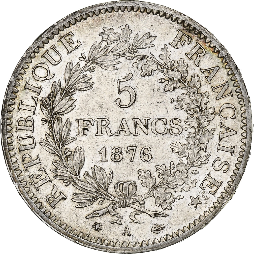 Frankrijk, 5 Francs, Hercule, 1876, Paris, Zilver, PR, Gadoury:745a, KM:820.1