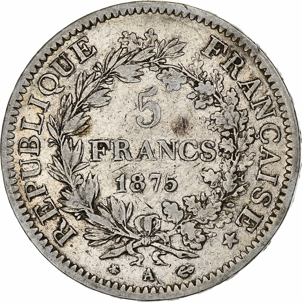 Frankreich, 5 Francs, Hercule, 1875, Paris, Silber, SS, Gadoury:745a, KM:820.1