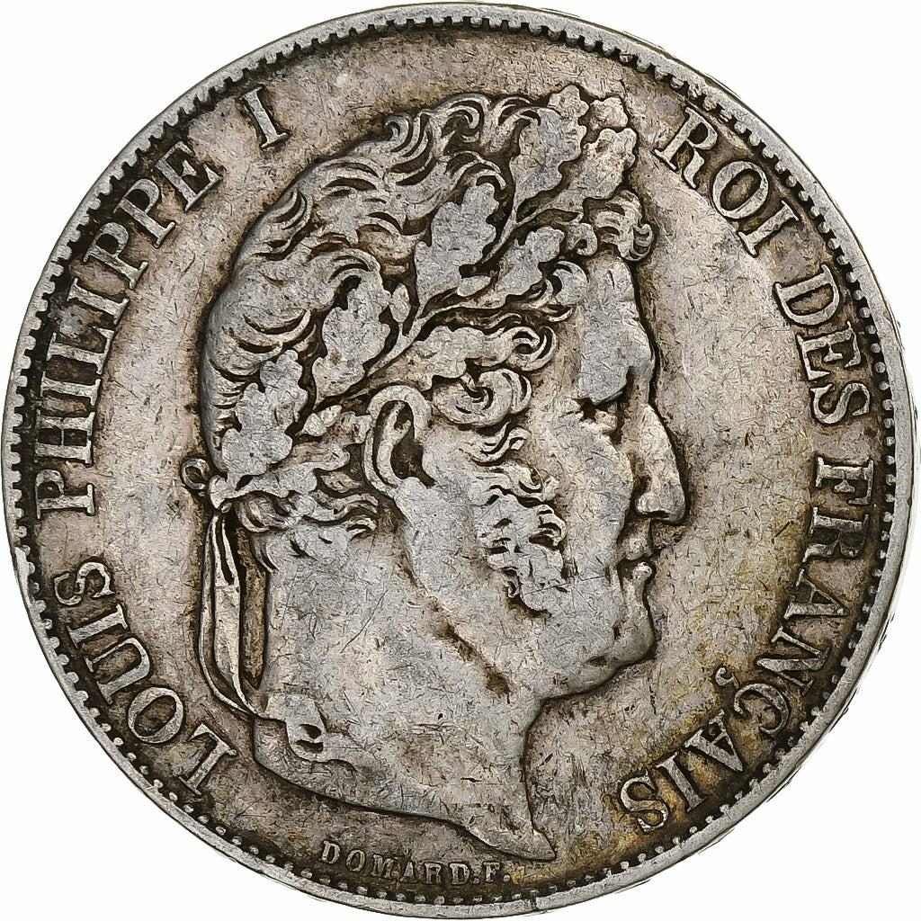 Moneda, Francia, Louis-Philippe, 5 Francs, 1845, Lille, BC+, Plata, KM:749.13