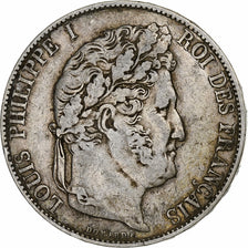 Moneda, Francia, Louis-Philippe, 5 Francs, 1845, Lille, BC+, Plata, KM:749.13