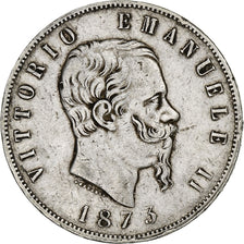 Münze, Italien, Vittorio Emanuele II, 5 Lire, 1873, Milan, S+, Silber, KM:8.3