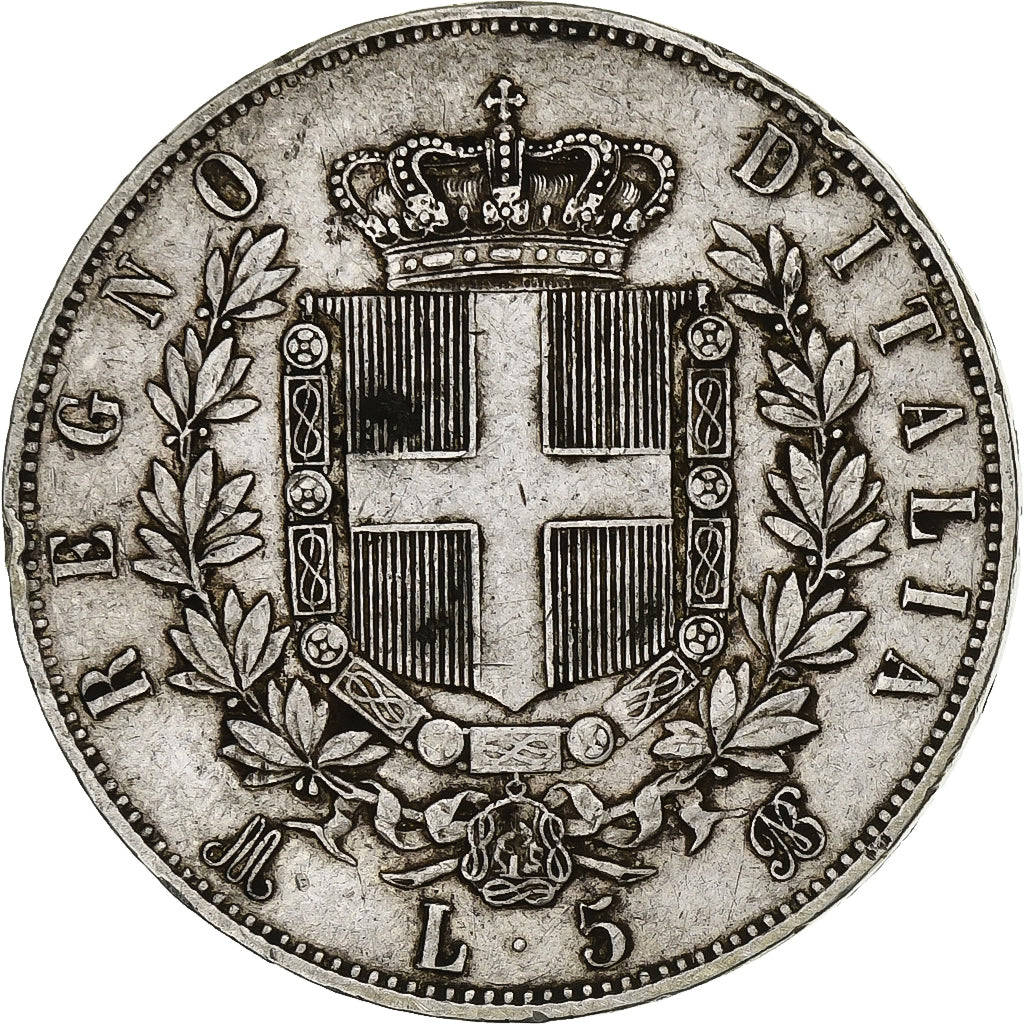 Münze, Italien, Vittorio Emanuele II, 5 Lire, 1873, Milan, S+, Silber, KM:8.3