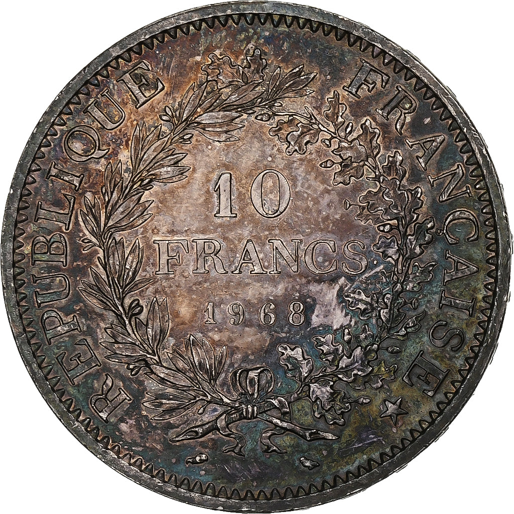 Francja, 10 Francs, Hercule, 1968, Paris, Srebro, MS(60-62), Gadoury:813, KM:932