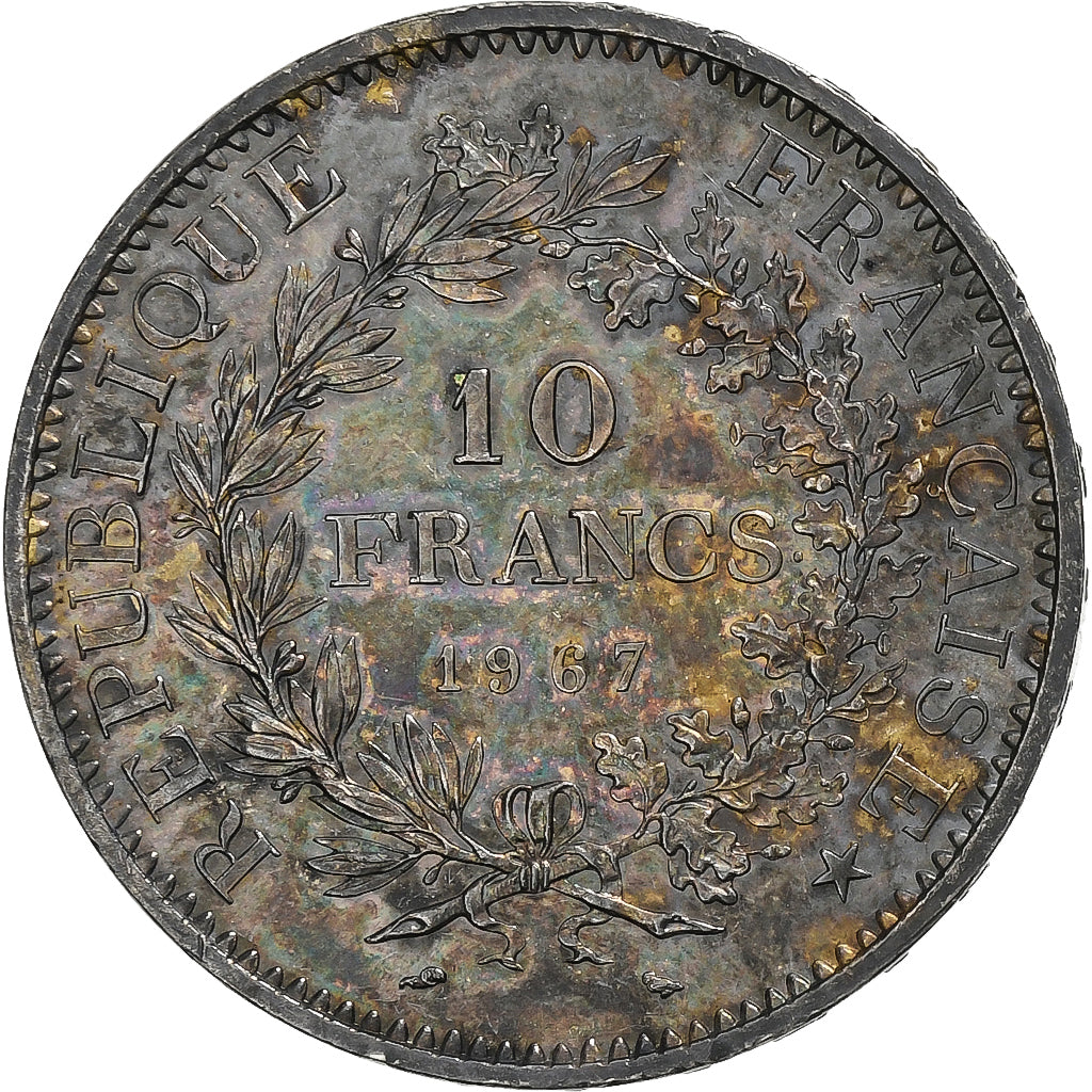 Moeda, França, Hercule, 10 Francs, 1967, Paris, MS(60-62), Prata, KM:932