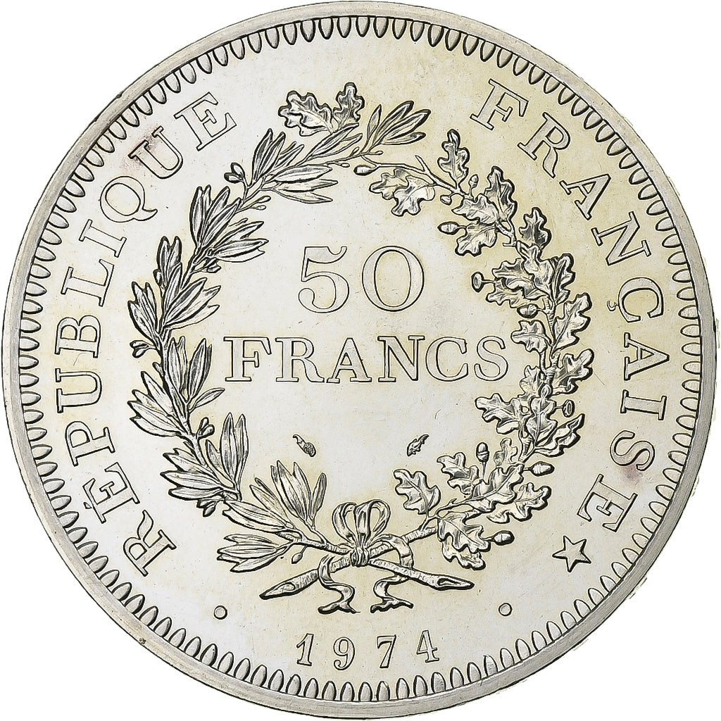 Munten, Frankrijk, Hercule, 50 Francs, 1974, Paris, UNC-, Zilver, KM:941.1