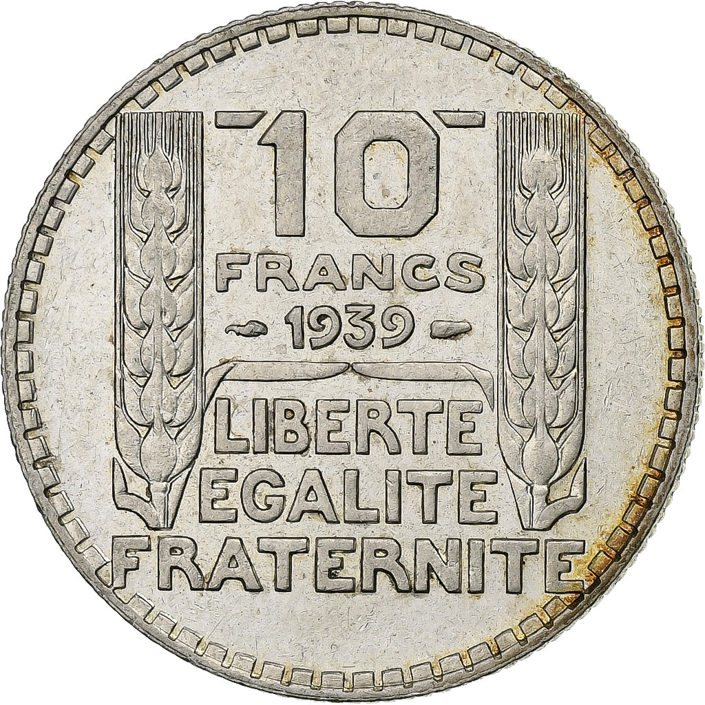 France, 10 Francs, Turin, 1939, Paris, Silver, MS(60-62), Gadoury:801, KM:878