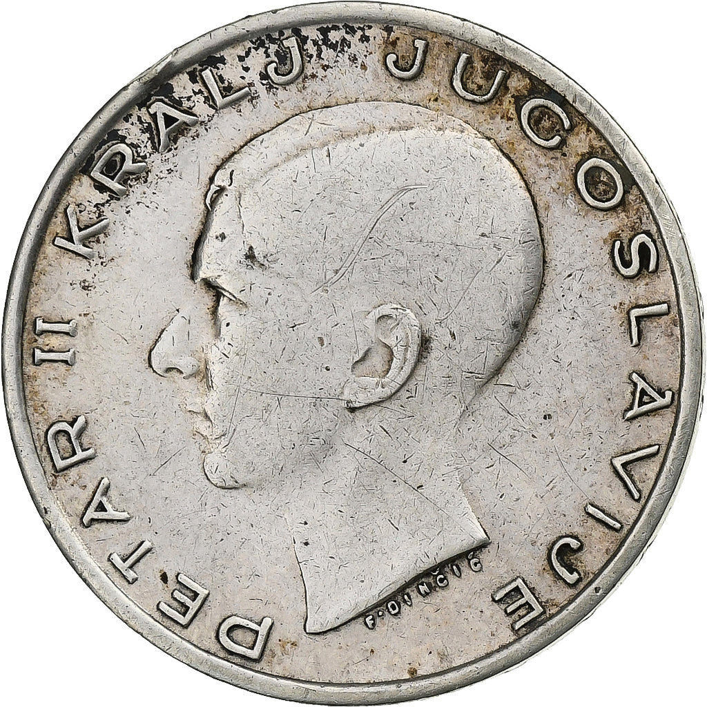 Joegoslaviëe, Petar II, 20 Dinara, 1938, Zilver, ZF+, KM:23