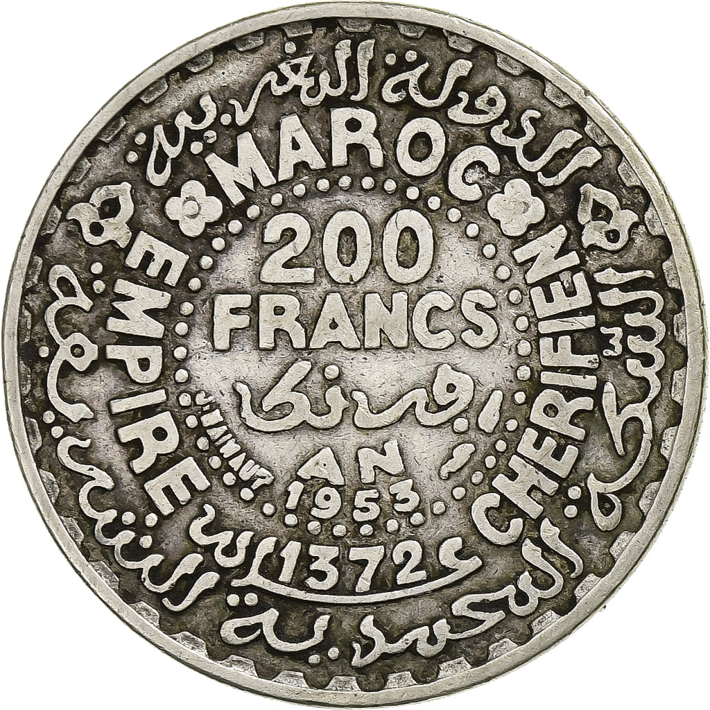 Marokko, Mohammed V, 200 Francs, 1953, Paris, Silber, SS+, KM:53